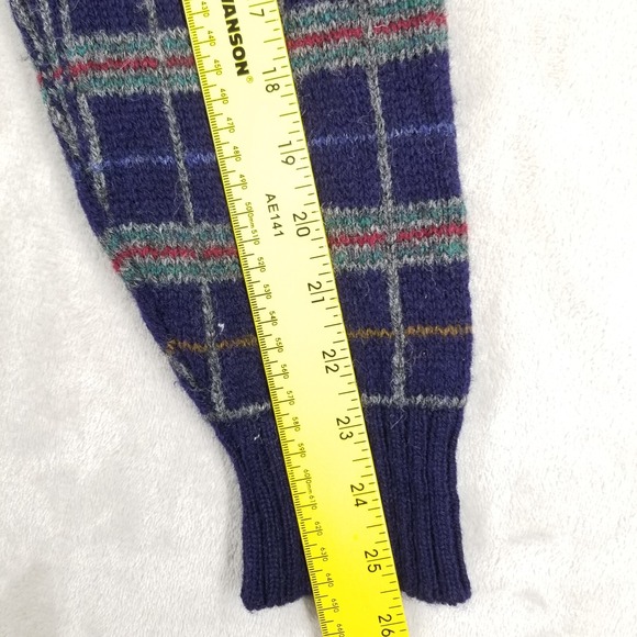 Vtg Ralph Lauren Cardigan Women M Plaid 100% Wool Sweater Pockets Great Britain - Picture 6 of 8